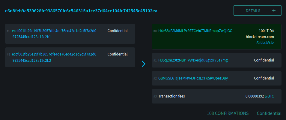 Unblinded transaction data via blockstream.info